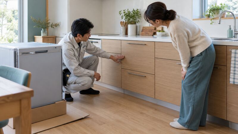 キッチン側の設置条件を同時に確認する